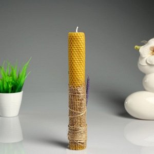 Свеча из вощины "Деревенская" медовая, с декором, 3,5?26 см