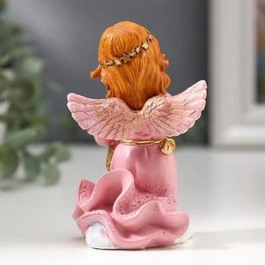 Сувенир полистоун "Девочка-ангел в розовом платье с голубем/звездой"  9,5х4,8х5,8 см