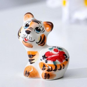 Сувенир Тигр "Джой", 6 см, гжель, цвет