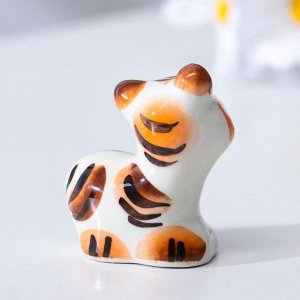 Сувенир Тигр "Джой", 6 см, гжель, цвет