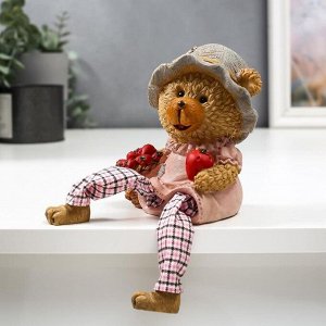 Сувенир полистоун "Медвежонок с яблоками" длинные ножки МИКС 23,5х10,5х8 см