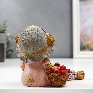 Фигурка полистоун «Медвежонок с яблоками», длинные ножки, 23.5x10.5x8 см, МИКС