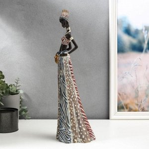 Сувенир полистоун "Африканка с кувшином в наряде под зебру" 45х13.8х10.5 см