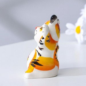 Сувенир Тигр "Бумер", 9,5 см, гжель, цвет