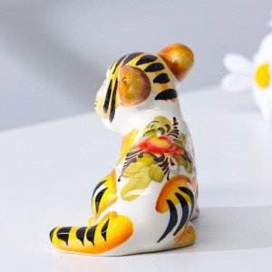 Сувенир Тигр "Хан", 10,5 см, гжель, цвет