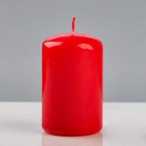Свеча - цилиндр лакированная, 5?8 см, красная