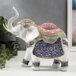 Сувенир полистоун "Индийский слон в цветной попоне с узорами" 25х27,5х10,5 см