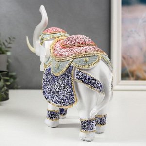 Сувенир полистоун "Индийский слон в цветной попоне с узорами" 25х27,5х10,5 см