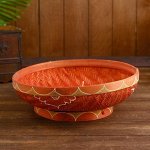 Корзинка  плетёная из ротанга &quot;Красный цветок&quot; 35х35х12см