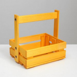 Ящик деревянный, 19 х 14 х 7 см, h = 19 см, жёлтый