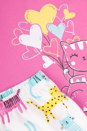 Пижама(Весна-Лето)+girls (розовый, цветные котята)