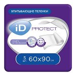 Пеленки для взрослых одноразовые, впитывающие iD Protect (60x90) 5 шт.