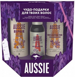 ПН AUSSIE Шмп 300мл+Бзм-ополаск RepairMiracle 250мл+Масло д/волос 3 Miracle Oil Reconstructor 100мл