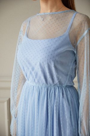 Платье 473/2, голубой/сетка