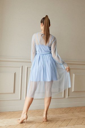 Платье 473/2, голубой/сетка