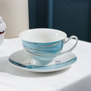 Чайная пара Magistro «Мраморный закат», чашка 240 мл, блюдце d=14 см