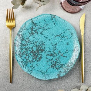Тарелка Magistro «Мрамор», 20 см, цвет голубой