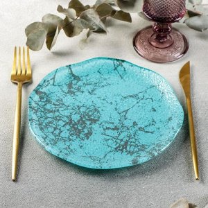 Тарелка Magistro «Мрамор», 20 см, цвет голубой