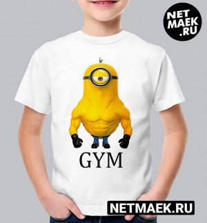 Детская футболка gym миньон, цвет белый