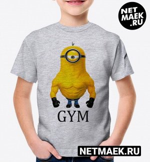 Детская футболка gym миньон, цвет серый меланж