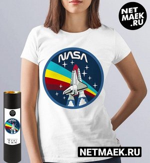 Женская футболка с надписью nasa ship, цвет белый