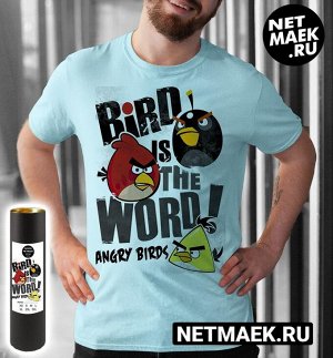 Футболка Angry Birds is the word, цвет голубой