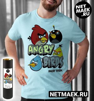 Футболка Angry Birds (Энгри Бердз), цвет голубой