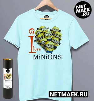 Футболка I Love Minions, цвет голубой