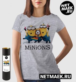 Женская футболка minions, цвет серый меланж