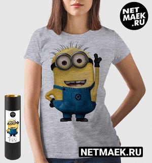 Женская футболка boy minions, цвет серый меланж