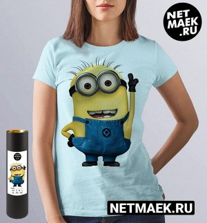 Женская футболка boy minions, цвет голубой