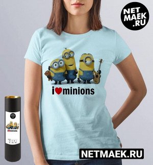 Женская футболка i love minions (new), цвет голубой