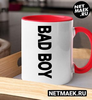 Кружка с надписью BAD boy, цвет красная