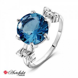 SALE  Серебряное кольцо с голубым фианитом - 554