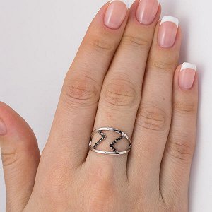 SALE Серебряное кольцо с черными фианитами - 672