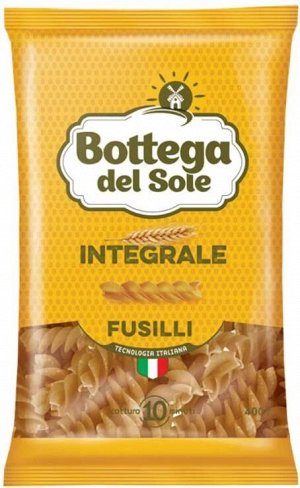 Макароны цельнозерновые Bogetta del Sole Integrale Fusilli 400г