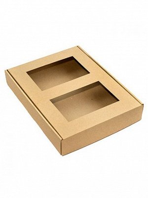 Коробка микрогофра 144/93 прямоугольная 25 х 31 х 5 см с двумя окошками
