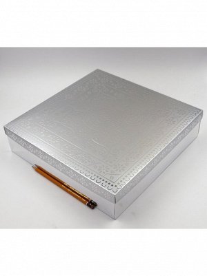 Коробка складная 30,5 х 30,5 х 7 см узор цвет серебро 2 части HS-11-8