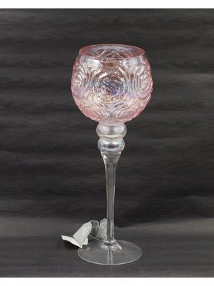 Ваза стекло Бокал Н35 см цвет розовый арт 1021608
