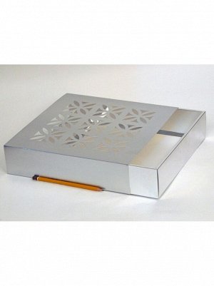 Коробка складная 30,5 х30,5 х7,5 см ажур цвет серебро 2 части HS-11-6