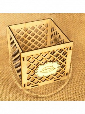 Коробка для цветов 12,5 х12,5 х12,5 см Ажур дерево