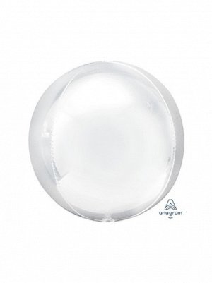 Фольга шар 3D Сфера б/рис 16"/40 см пастель White