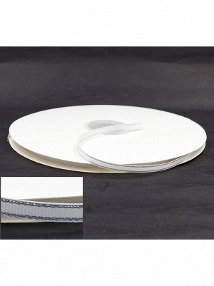 Лента репсовая 0,6 см х 100 м цвет белый с серебром HS-50-5