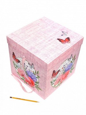 Коробка складная Цветы с бабочками 30 х 30 х 30 см YXL-5022XL