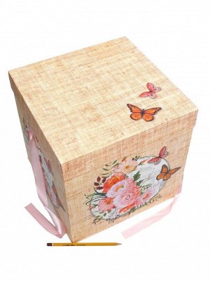 Коробка складная 30 х30 х30 см Цветы с бабочками YXL-5022XL