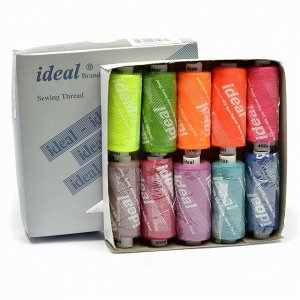 Набор бытовых ниток IDEAL 40/2 366м 100% п/э, MIX BT, ассорти (неон) уп.10шт