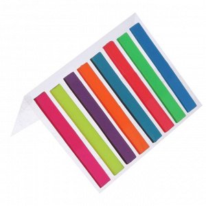 Блок-закладки с липким краем, пластик, 20 листов, флуоресцентный, 6 мм х 48 мм, 8 цветов