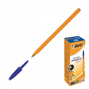 Ручка шариковая, синяя, тонкое письмо, оранжевый корпус, BIC Orange Fine