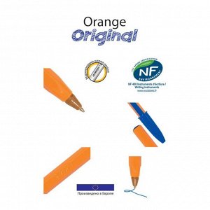 Ручка шариковая, синяя, тонкое письмо, оранжевый корпус, BIC Orange Fine