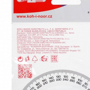 Транспортир 360*/10 см Koh-I-Noor, прозрачный